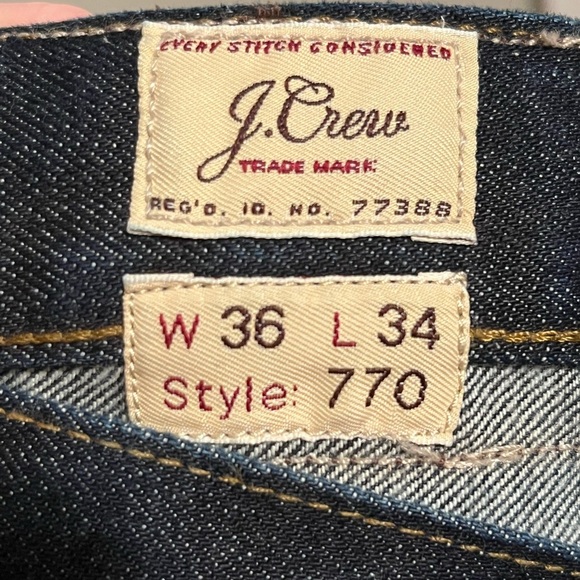J. Crew Men's 770 Denim Jeans 36x34 Dark Wash - Picture 11 of 16